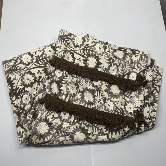 Opalhouse Jungalow Brown White Botanical Print Fringe Shower Curtain 72x72 - Picture 1 of 7